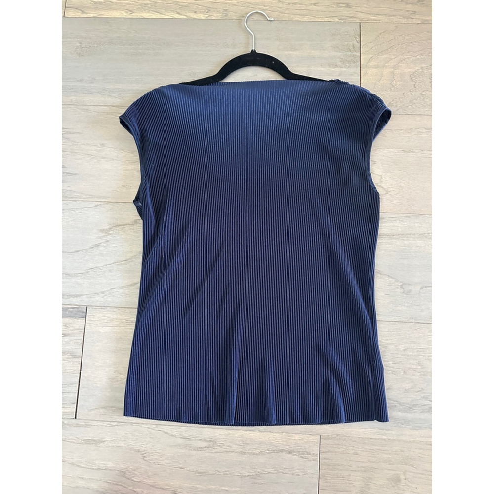 Pleione Ribbed Tank Top Silk Navy Blue Size Small - Picture 2 of 8